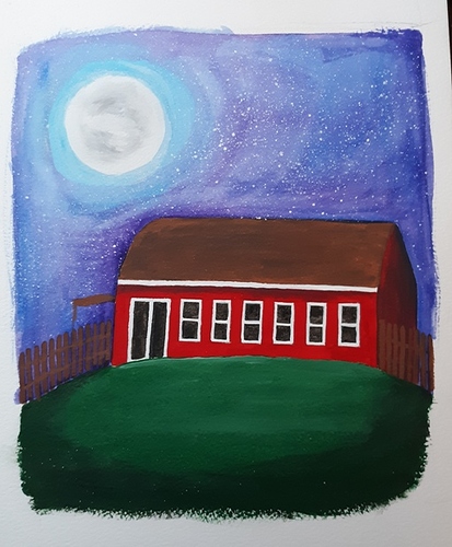 Moonlight Art Red Barn