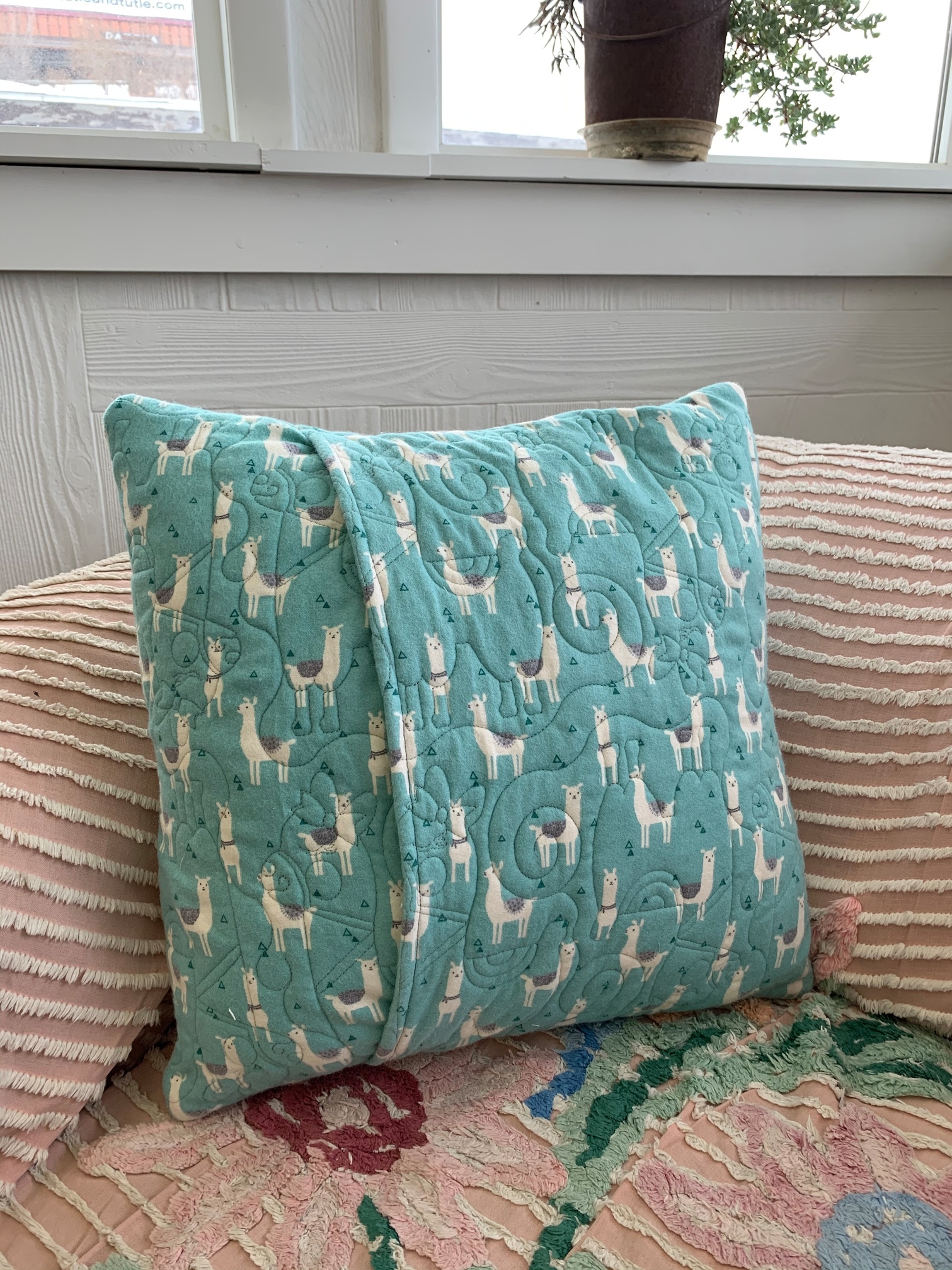 llama reading pillow